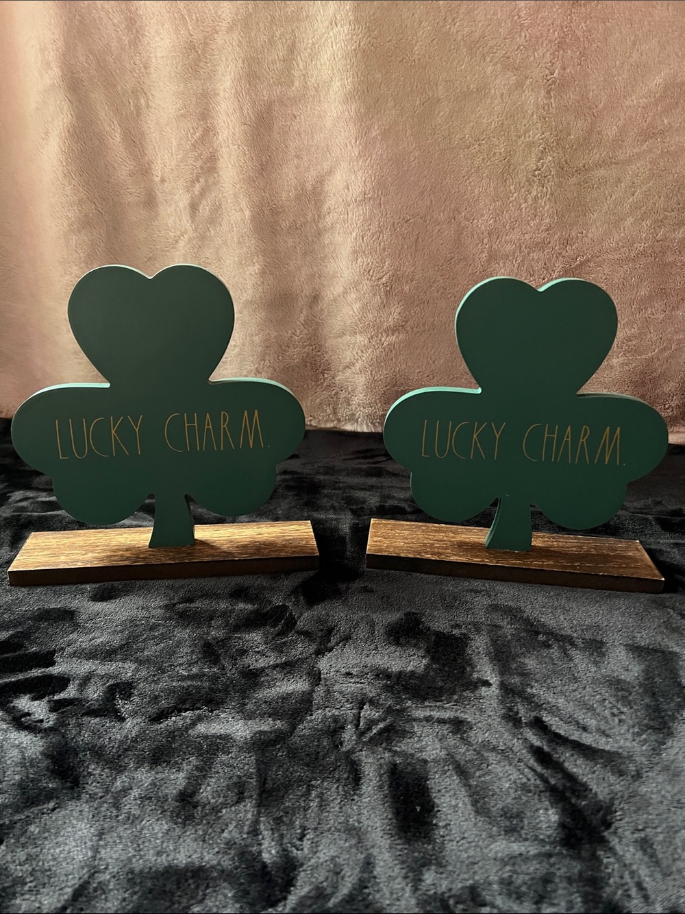 Rae Dunn Green "Lucky Charm" Shamrock Tabletop Decor Set